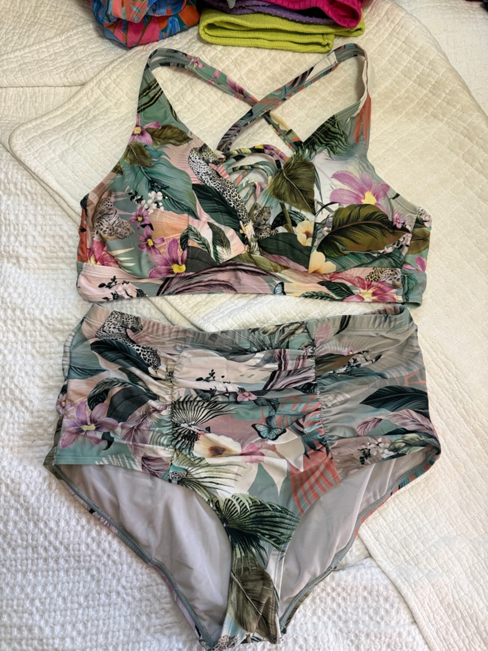 torrid Tropical Floral High Waist Bikini Set—size 1 bottoms + size 2 top